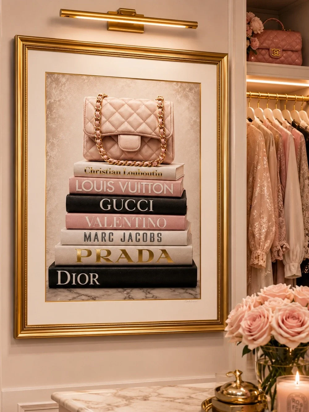 Luxury Fashion Book Stack 8x10 Fine Art Print | Blush Glam Closet Wall Décor - Picture 2 of 5
